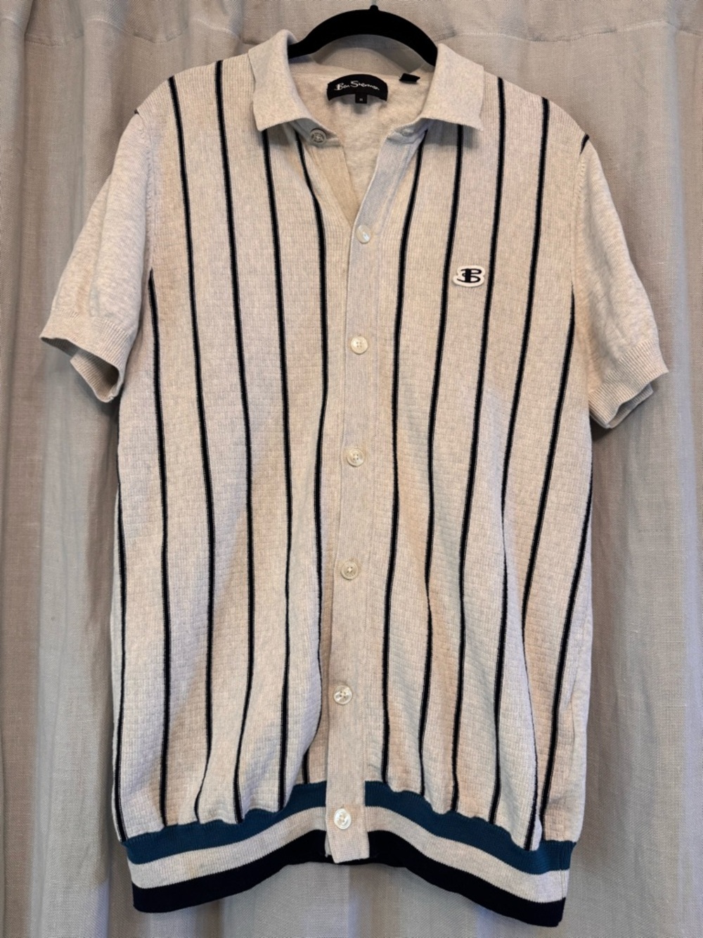 Classic Ben Sherman 100% Cotton Striped Knit Polo - Size M